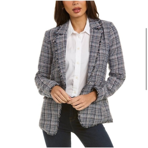 New Laundry by Shelli Segal Tweed Blazer with Fringe Detail Jacket Sz XS - Picture 15 of 16